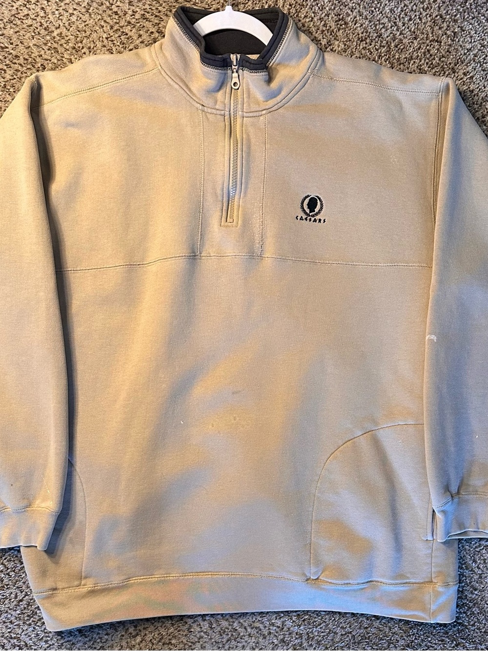 Vintage Caesar’s palace casino Men's Half-Zip Pullover Sweater in Beige